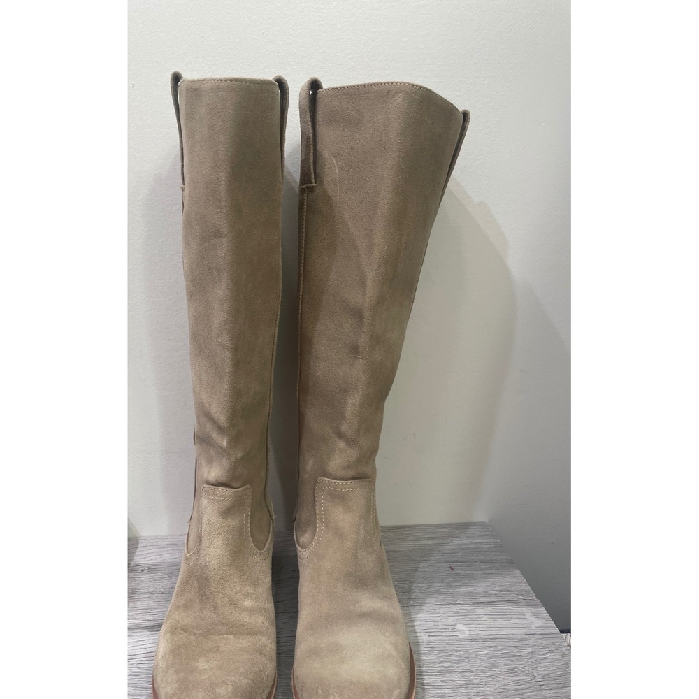 Sofft Samatha Tan Suede Tall Boots Back zip waterproof Aqua line size‎ 6.5M